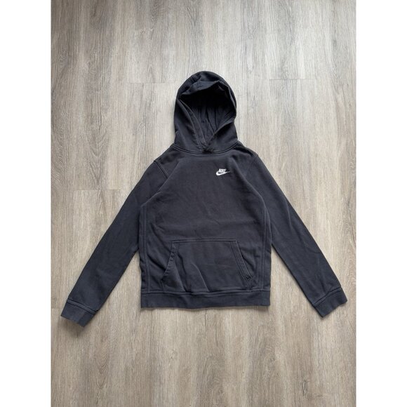 Rare Vintage Y2K Nike Swoosh Black Hoodie Youth XL Black Sweater Sports - Picture 1 of 8